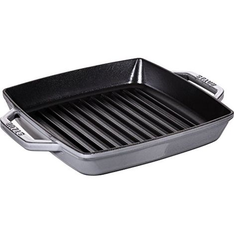 Staub 40511-729-0 Grill Pans Bistecchiera Rettangolare con Due Manici, 23 x 23 cm (1/4)