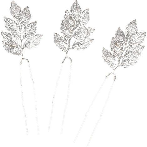 3-teiliges Brauthaarspangen-Set, Kopfschmuck, silberne Kristallblatt-Brauthaarspangen, Damenbrosche (1/3)
