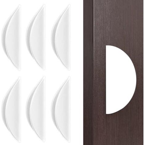 Lot de 6 poignées de tiroir en forme de coquillage pour la cuisine, poignées de porte coulissantes autocollantes, poignées de meuble, blanches (1/5)