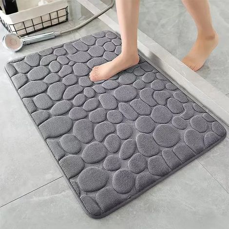 TAPPETO ANTISCIVOLO BAGNO CIOTTOLI 40X60 CM- Grigio- SPIRE- pezzi 1