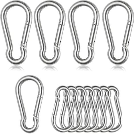 12 Stück Karabiner Set, 8 x 80 mm + 6 x 60 mm Klein Karabinerhaken Belastbar bis 250kg, Karabinerhaken für Schlüsselanhänger, Camping, Hängematte, Hundeleine
