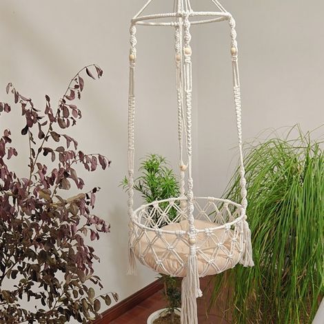 Panier suspendu pour chat 30cm , panier suspendu tissé à la main, baie vitrée, nid de chat suspendu, berceau pour chat (1/4)