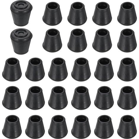 CCYKXALot de 32 protections de sol pour pieds de chaise, 1,2 cm ID rondes, en caoutchouc antidérapant, pour pieds de meubles en bois dur, tapis noir (1/5)