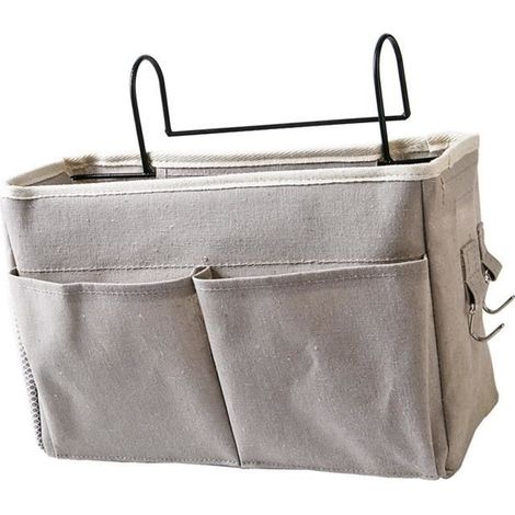 Organisateur de Lit - VVIKIZY - Sac de Rangement en Lin Coton - Beige - Grande Capacité - Pratique (1/4)