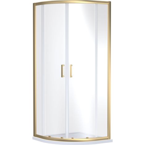 Almington 6mm Toughened Safety Glass Quadrant Shower Enclosure - 1900 x 900 x 900mm - Brushed Brass - Balterley (1/3)