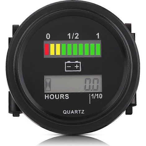 Indicateur de batterie numérique LED 12V/24V/36V/48V/72V avec compteur d'heures de fonctionnement pour voiturettes de golf (1/4)