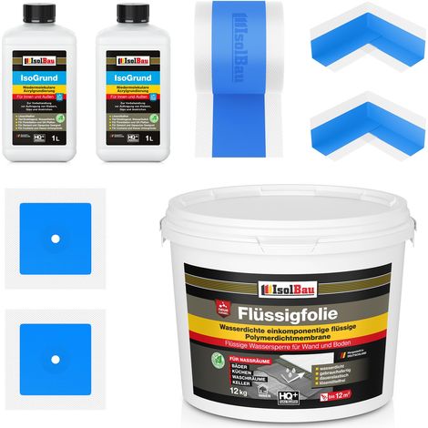 Dichtset Flüssigfolie 12 kg Duschabdichtung Innenecke Dichtfolie Dichtband Bad (1/5)