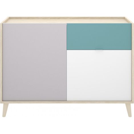 Madia 105x43 cm avec deux portes et un tiroir multicolore - Cecina (1/5)