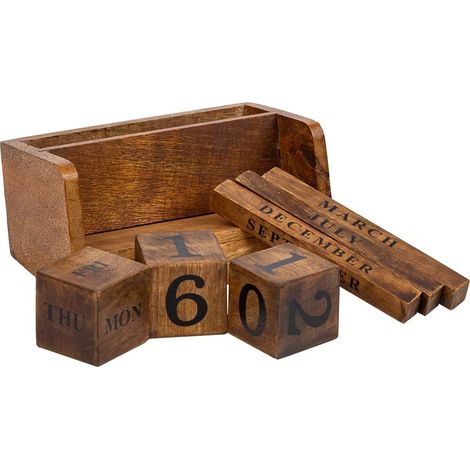 Calendario de cuatro cubos de madera marrón 14.5x4.5x5 (1/5)
