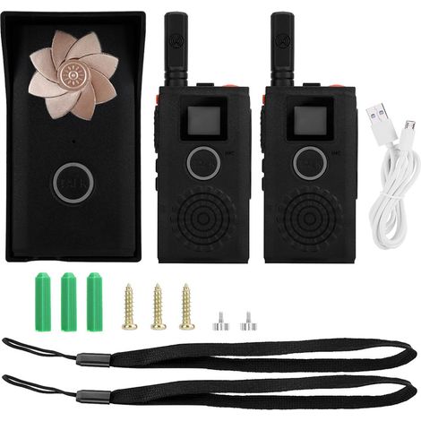 Kit interphone sans fil étanche longue portée 2 combinés 1 sonnette sécurité domestique (1/5)
