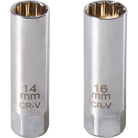 Sollbry 2-teiliger Zündkerzensteckschlüsselsatz (16 mm und 14 mm) – Kfz-Zündkerzenschlüssel für mühelose Motorwartung – 12-Punkt-Ausbauwerkzeug (1/5)