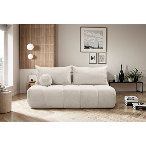 Schlafsofa Designersofa Sofa 3-Sitzer ANZIA in Stoff Bunny Creme (1/5)