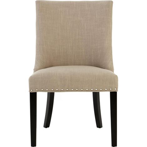 Interiors By Premier Elegant Natural Linen With Curly Back Dining Chair, Sturdy Grey Dining Chair, Stylish Chair For Diningroom (1/5)
