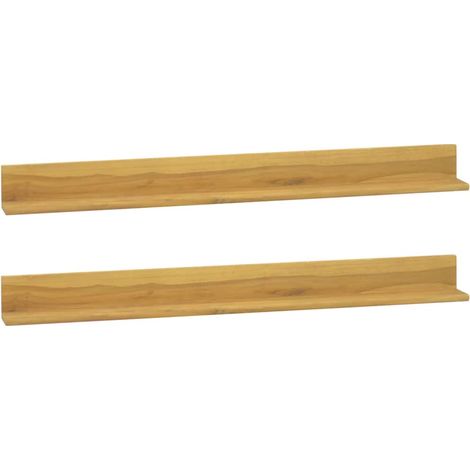 vidaXL Étagères murales 2 pcs 110x10x10 cm Bois de teck massif (1/5)