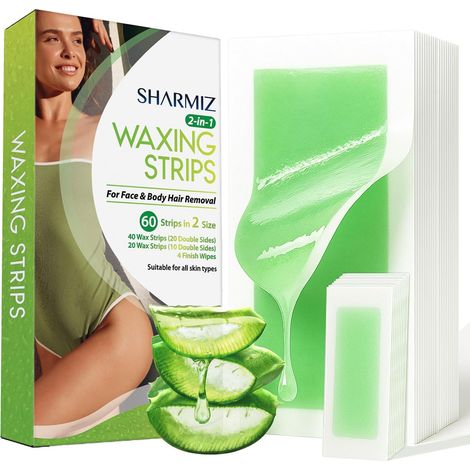 Hair Removal Wax Strip for Body and Face: Hair Removal Care, Cold Wax Strip (60 Pieces, 1 Pack) (1/5)