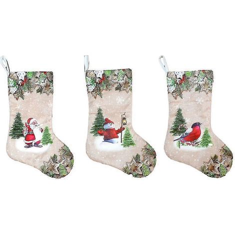Colgante de calcetín navideño estampado, artículos de decoración navideña (1/5)