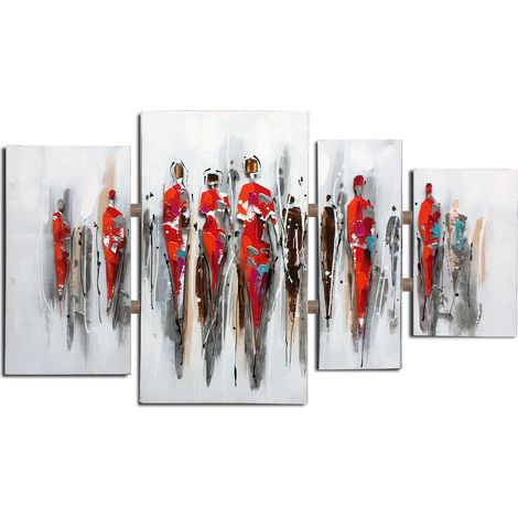 Composición de Cuadros Abstractos Kuatéh Personas 124 x 70 cm Collage 3D con Aluminio (1/2)
