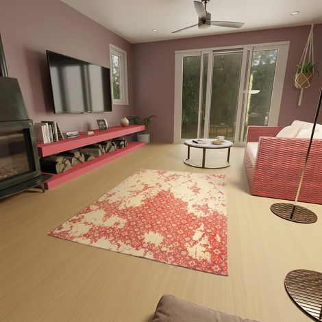 Tapis vintage Comet - Tapis vintage - 180x120cm, Rectangular - 100% Viscose - Tufté main - Rouge