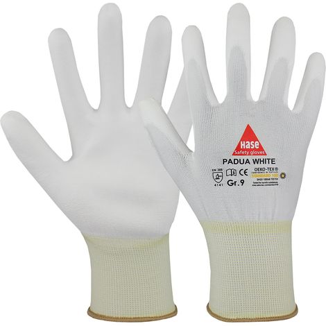 Hase Montagehandschuhe Padua Größe 11, Nylon weiß 10 Stk