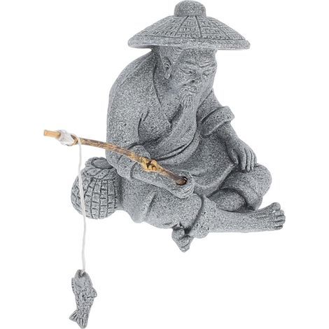 Ornements Figurine de pêcheur Statue de pêcheur Statue d'aquarium d'extérieur Mini figurine de pêcheur Décorations pour bonsaï Petit pêcheur (1/5)