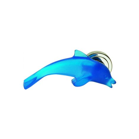 Ouvre&Déco – Poignée de porte d'intérieur sur rosace DAUPHIN gauche – Translucide bleu – Laiton et nylon – Pour épaisseur de porte 36 à 52 mm