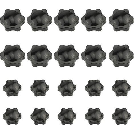 20 pezzi di pomello di serraggio con filettatura zigrinata, maniglia a stella, pomelli a mano a forma di stella, pomello di serraggio in plastica nera, per apparecchiature meccaniche (1/5)