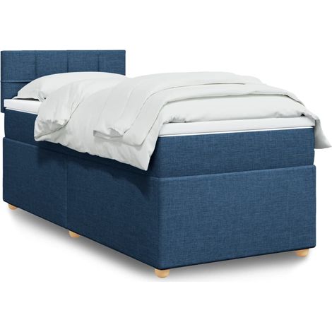 Boxspringbett mit Matratze Blau 90x190 cm Stoff