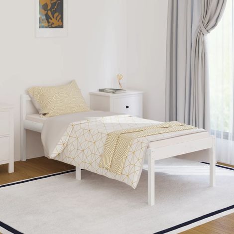 Cadre De Lit Moderne: Simple - Lit Simple - Blanc Bois massif 75x190 cm Petit simple Chic-698911 (1/5)