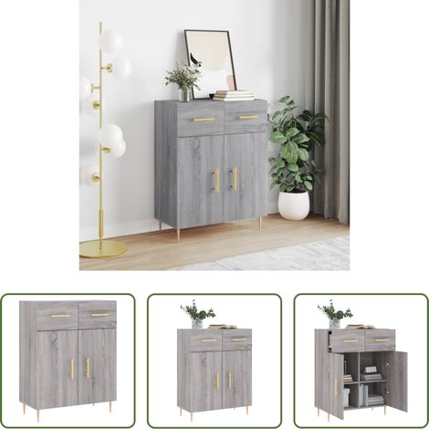 vidaXL Metallbeine - Sideboard Grau Sonoma 69,5x34x90 cm Holzwerkstoff (1/5)