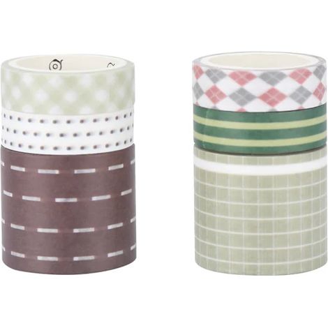 /EA/6pcs Autocollants décoratifs colorés simples, ruban adhésif Washi, ruban de masquage pour journal intime DIY 03 (1/2)