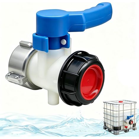 Vanne Papillon Adaptateur pour Réservoir IBC, Adaptateur Robinet Cuve 1000L DN50 (75mm), Connecteur de Contrôle de Sortie de Vidange, pour Réservoir d'eau de Pluie (1/5)