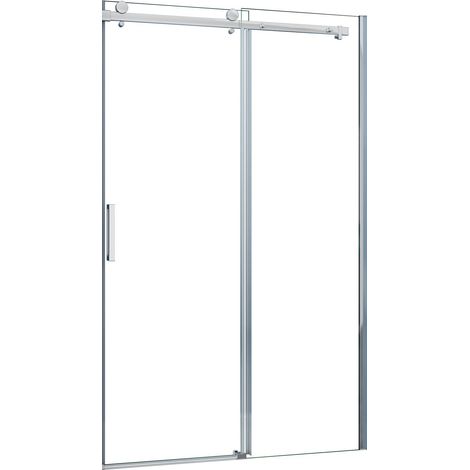 Schiebetür 115x195cm，8mm NANO ESG-Glas，Komplett Chrom-Optik，links/rechts montierbar，mit Griff & Dichtung，Nischentür Dusche Duschabtrennung Duschwand (1/5)