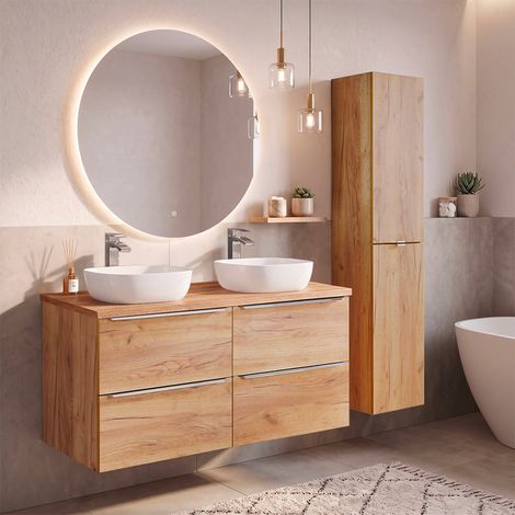 Set di mobili da bagno doppio lavabo April marrone 120cm (1/5)