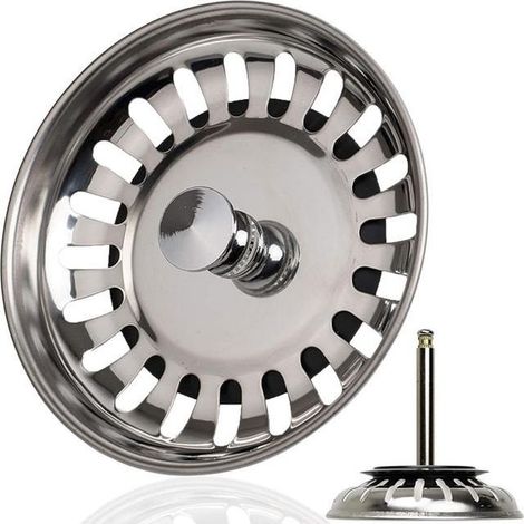 Bonde d'évier de 79 mm en acier inoxydable avec bouchon, profondeur dans l'évier, bonde pour évier avec commande excentrique (1/5)