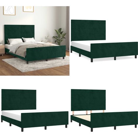 Bettgestell ohne Matratze Dunkelgrün 140x190 cm Samt - Samtbettwäsche - Doppelbett - Boxspringbett - Lattenrost - Hochbett - Home & Living
