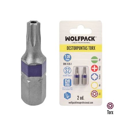 Puntas Destornillador Torx 20 Inviolable (2 Piezas). Acero S2 al Cromo Vanadio (1/5)