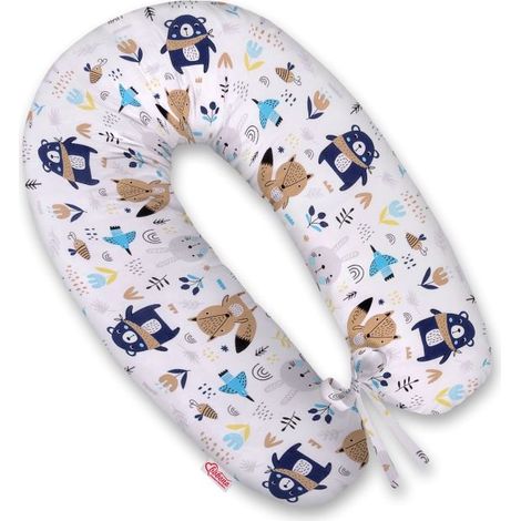 Federa in cotone per cuscino per gravidanza allungata - Orsetti blu navy (1/4)