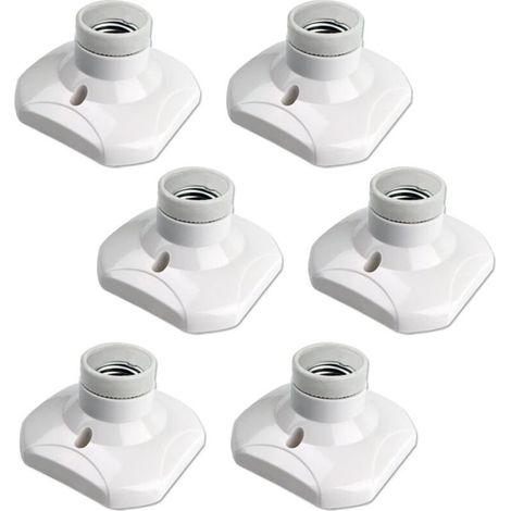Lot de 6 Douille Plafond E27 à Visser AC 220-240V, Support Douille pour Ampoule LED,Base Plafonnier Culot E27 NPTERBL (1/4)