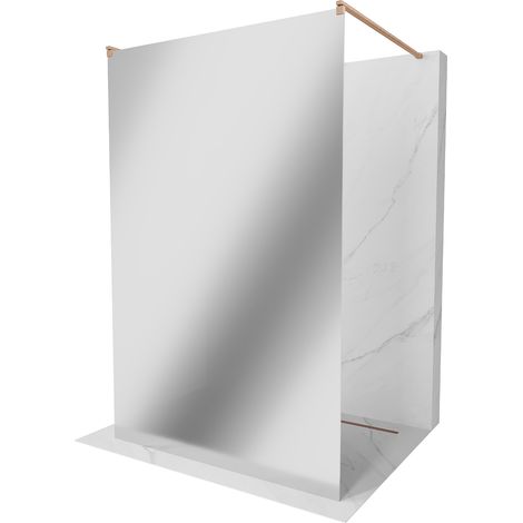 Mexen Kioto freistehende Duschwand 110 x 200 cm, Spiegel 8 mm, gebürstetes Messing - 800-110-002-65-