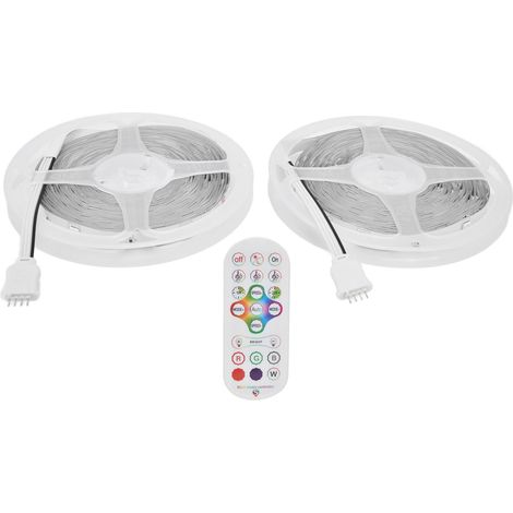 Bande LED de 15 m (49,2 pi) avec contrôle Bluetooth via application et musique RGB, télécommande incluse (100-240 V US). (1/5)