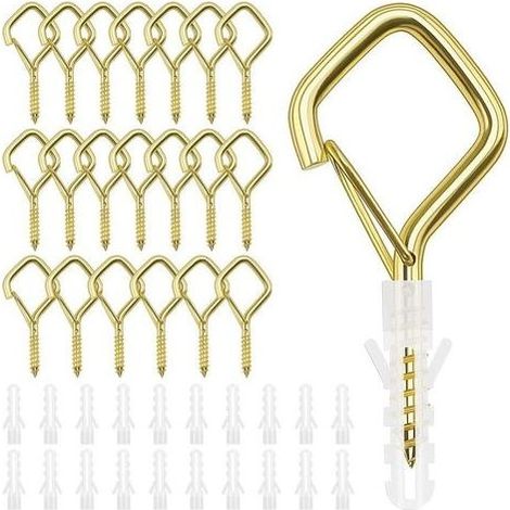 20 Pièces Extérieur Q-Hanger, Crochets à Vis avec Boucle de Sécurité, Crochets avec Sécurité pour Suspendre des Plantes en Pot, Décorations de Noël, Lanternes (Or) (1/5)