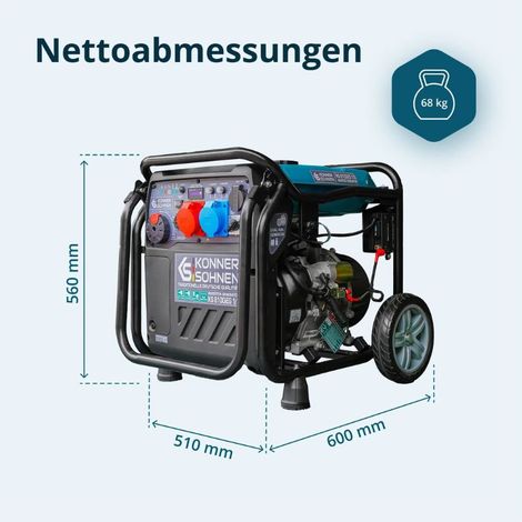 Dual-Fuel Inverter Stromerzeuger (Benzin/LPG) Könner & Söhnen KS 8100iEG 1/3, 230V/400V, Elektrostart (1/5)