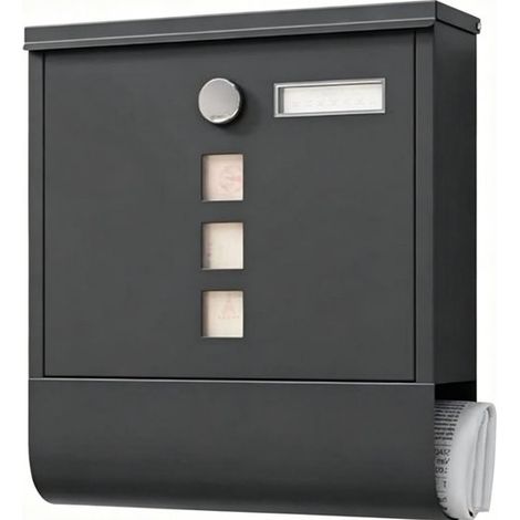 Boîte aux lettres murale - Boîte aux lettres extérieure - Boîte aux lettres noire - 30,8 × 10 × 33,8 cm - Noir - Noir fer (1/4)