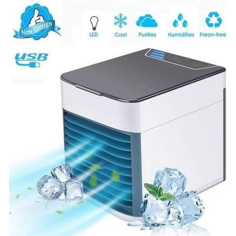 Climatiseur mobile - Refroidisseur d'air USB 3 en 1 - Blanc - 3 vitesses - Humidificateur - Purificateur d'air (1/4)