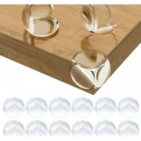 Protections Coin de Table pour Bébé, Protections d'angle pour Meuble Sécurité Enfant pour Bureau, Berceau, Cheminée, Table, Coins & Bords Molles + sans Danger Rondes Pack de 12 Transparent (1/4)