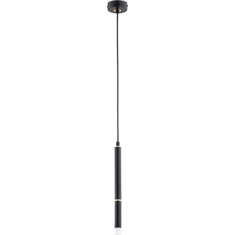 Alfa DERANY Modern Black Tube Pendant Light, Metal Ceiling Hanging Lamp with Gold Accents, 1x G9 Socket Max 10W, 85cm Drop, 8cm for Kitchen Island, Dining & Living Room