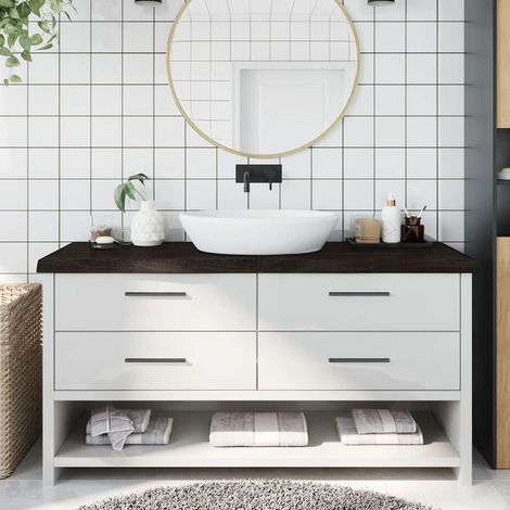 Waschtischplatte Dunkelbraun 160x60x(2-6)cm Massivholz