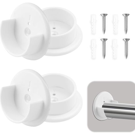 Lot de 2 paires de supports de tringle à vêtements en plastique blanc 35 mm pour tringle de penderie, accessoires de garde-robe (1/5)
