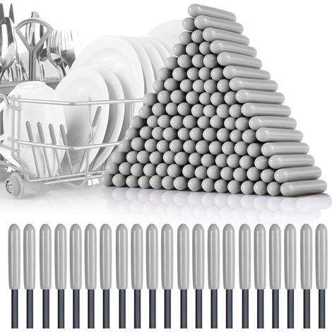 Lot de 150 capuchons de protection pour panier à vaisselle, capuchons de protection pour paniers de lave-vaisselle, pièces de rechange extra solides, pour tous les paniers à vaisselle, gris (1/5)