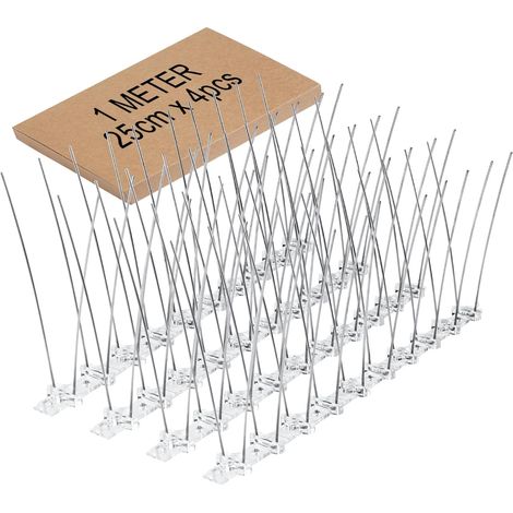 Pic Anti Pigeon Inoxydable 3M 12x25cm avec 24pcs Plastique Zip Attaches Anti-Oiseaux pour Effrayer Pigeons Moineaux Corbeaux Chats Respectueux des Animaux Pic Anti Oiseaux